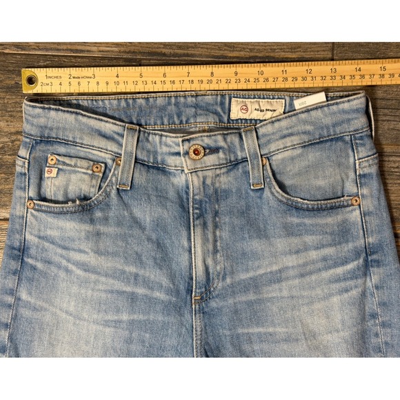 AG Adriano Goldschmied Farrah Boot High Rise Light Wash Fray Hem Jeans 28R Flare - Picture 8 of 12